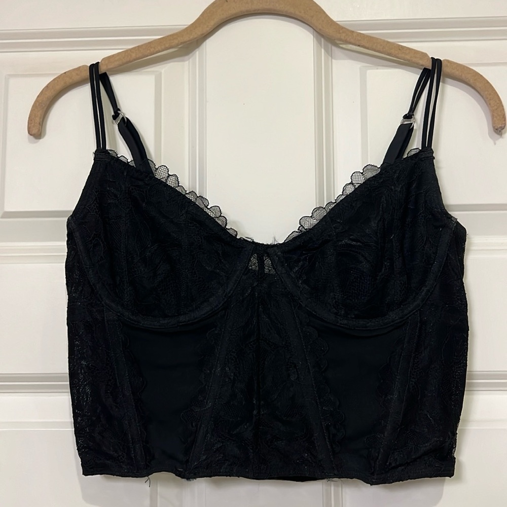 Gilly Hicks Black Lace Longline Bralette